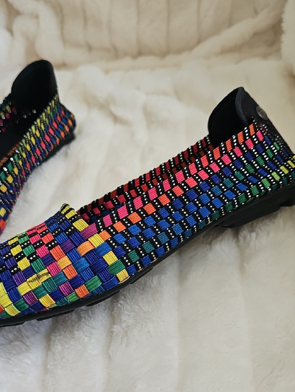 bernie mev. Black Slip-On with Rainbow Braided Trim And Metallic Accents - Picture 5 of 10